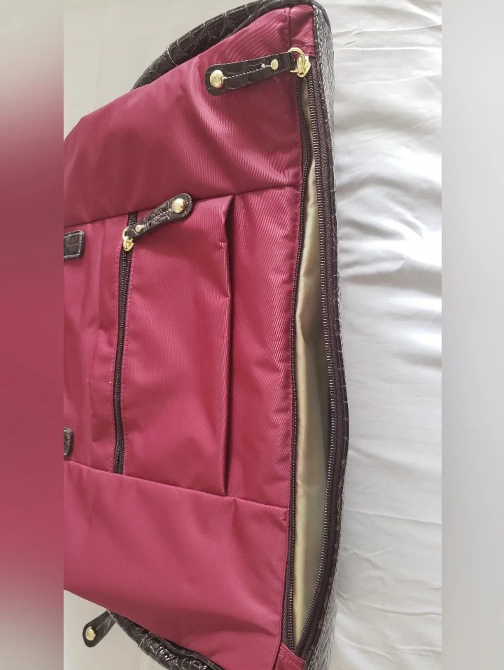 Samantha Brown Burgundy Overnight CarryAll Weekender Laptop Travel Bag Excellent - Picture 4 of 16